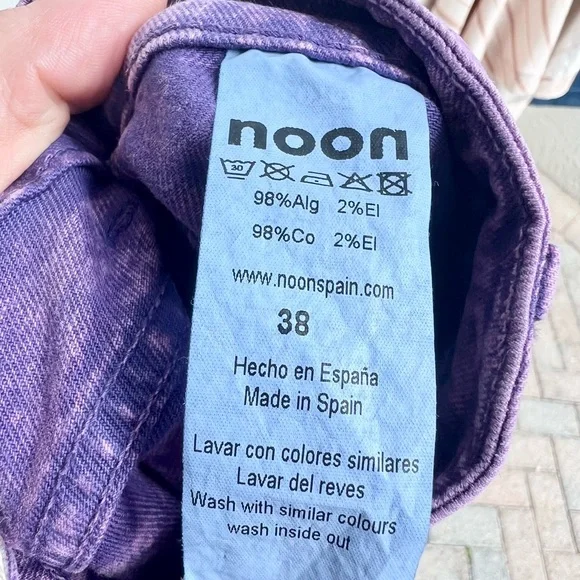 Noon purple acid wash wide leg jeans size 38 / US 6 new with tags - Picture 5 of 7